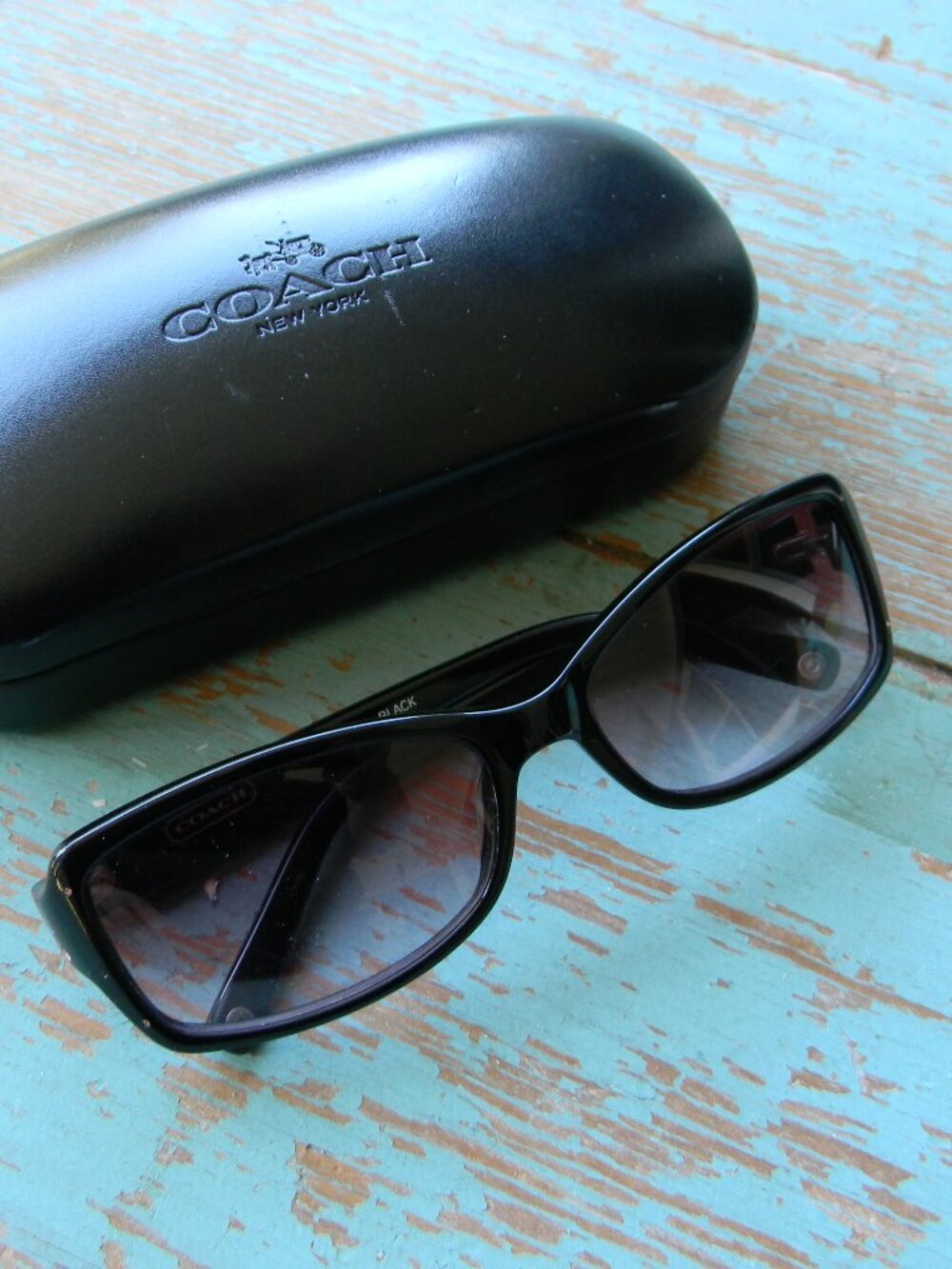Coach Chelsea S426 Black Sunglasses with Pink Gradient Lenses/Crystals & CASE